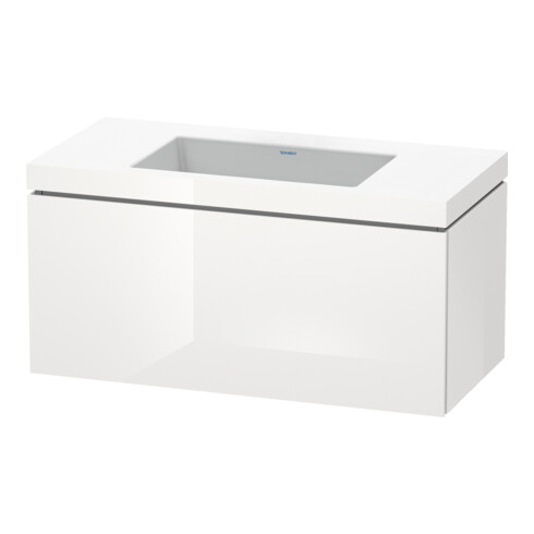 Duravit Meuble sous-lavabo c-bonded L-Cube 100x48 cm, sans trou, blanc brillant, 1 tiroir, suspendu