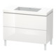 Duravit Meuble sous lavabo c-bonded L-Cube 100x48 cm, sans trou, blanc brillant, 2 tiroirs, debout-1