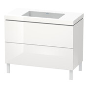 Duravit Meuble sous lavabo c-bonded L-Cube 100x48 cm, sans trou, blanc brillant, 2 tiroirs, debout