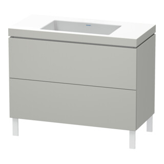 Duravit Meuble sous lavabo c-bonded L-Cube 100x48 cm, sans trou, blanc mat, 2 tiroirs, debout