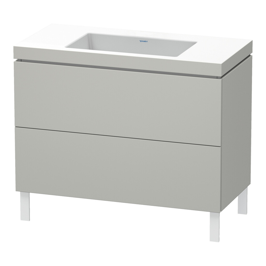 Duravit Meuble sous lavabo c-bonded L-Cube 100x48 cm, sans trou, blanc mat, 2 tiroirs, debout