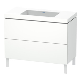 Duravit Meuble sous-lavabo c-bonded L-Cube 100x48 cm, sans trou, blanc mat, 2 tiroirs, posé