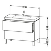 Duravit Meuble sous-lavabo c-bonded L-Cube 100x48 cm, sans trou, blanc mat, 2 tiroirs, posé-4