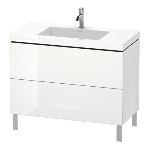 Duravit Meuble sous-lavabo c-bonded L-Cube 100x48 cm, sans trou, blanc mat, 2 tiroirs, posé