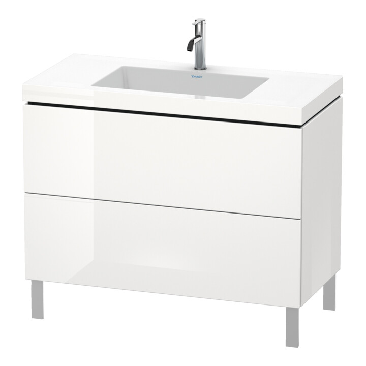 Duravit Meuble sous-lavabo c-bonded L-Cube 100x48 cm, sans trou, blanc mat, 2 tiroirs, posé