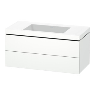 Duravit Meuble sous lavabo c-bonded L-Cube 100x48 cm, sans trou, blanc mat, 2 tiroirs, suspendu