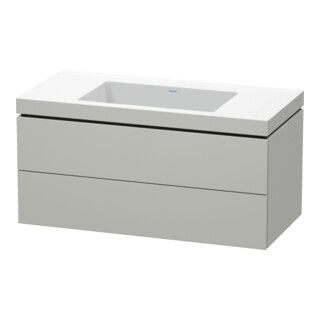 Duravit Meuble sous-lavabo c-bonded L-Cube 100x48 cm, sans trou, blanc mat, 2 tiroirs, suspendu