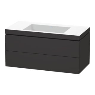 Duravit Meuble sous-lavabo c-bonded L-Cube 100x48 cm, sans trou, gris, 2 tiroirs, suspendu