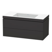 Duravit Meuble sous-lavabo c-bonded L-Cube 100x48 cm, sans trou, gris, 2 tiroirs, suspendu