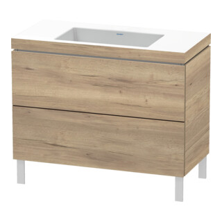 Duravit Meuble sous-lavabo c-bonded L-Cube 100x48 cm, sans trou, marbre œuf, 2 tiroirs, posé