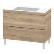 Duravit Meuble sous-lavabo c-bonded L-Cube 100x48 cm, sans trou, marbre œuf, 2 tiroirs, posé