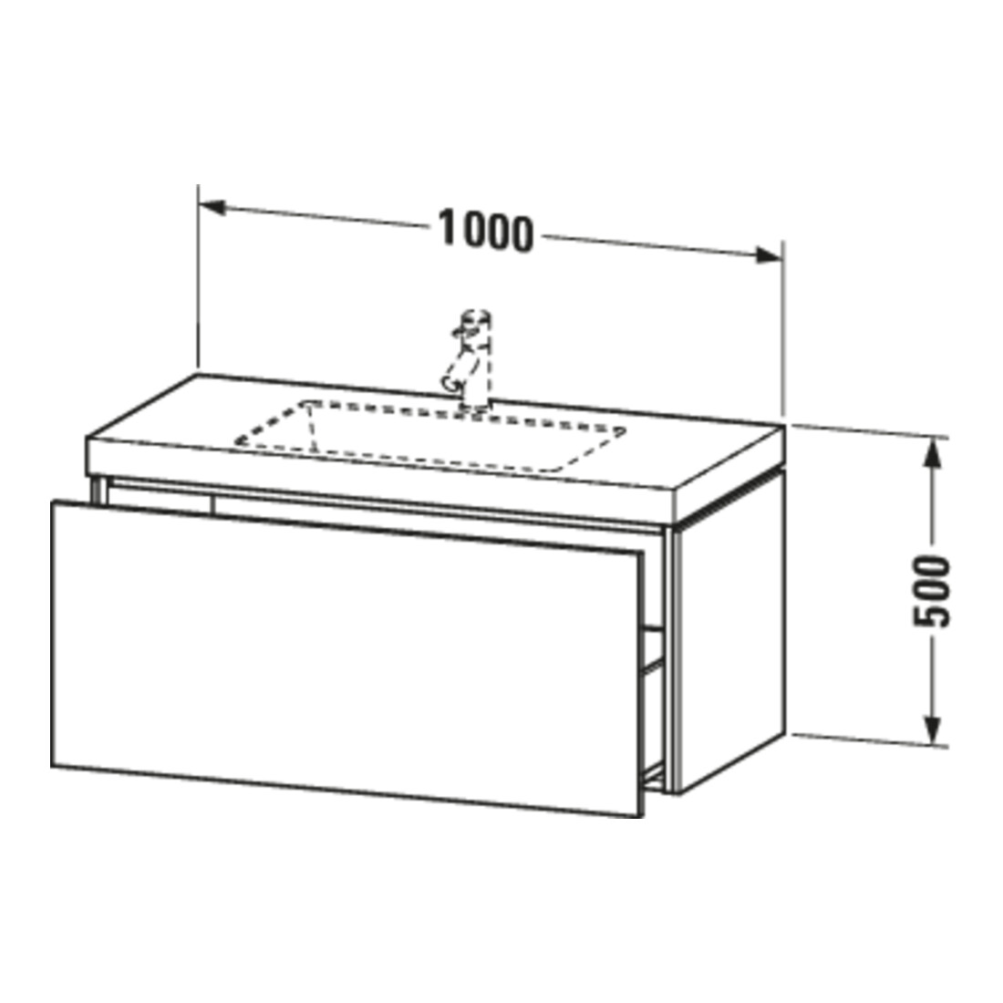 Duravit Meuble sous-lavabo c-bonded L-Cube 100x48cm, 1 tiroir, blanc mat, suspendu