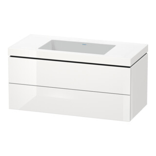 Duravit Meuble sous-lavabo c-bonded L-Cube 100x48cm, sans trop-plein, blanc brillant, 2 tiroirs, suspendu