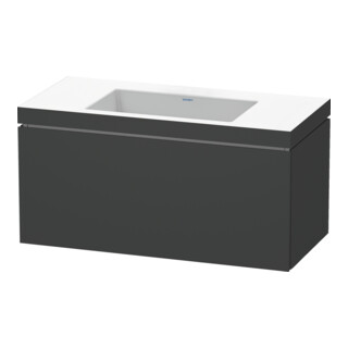 Duravit Meuble sous lavabo c-bonded L-Cube 100x48cm, sans trop-plein, graphite mat, 1 tiroir, suspendu