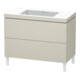 Duravit Meuble sous lavabo c-bonded L-Cube 100x48cm, sans trou, Tau mat, 2 tiroirs, vertical-1