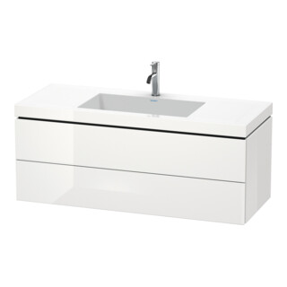 Duravit Meuble sous lavabo c-bonded L-Cube 120x48 cm, 1 HL, blanc hgl, 2 tiroirs, suspendu