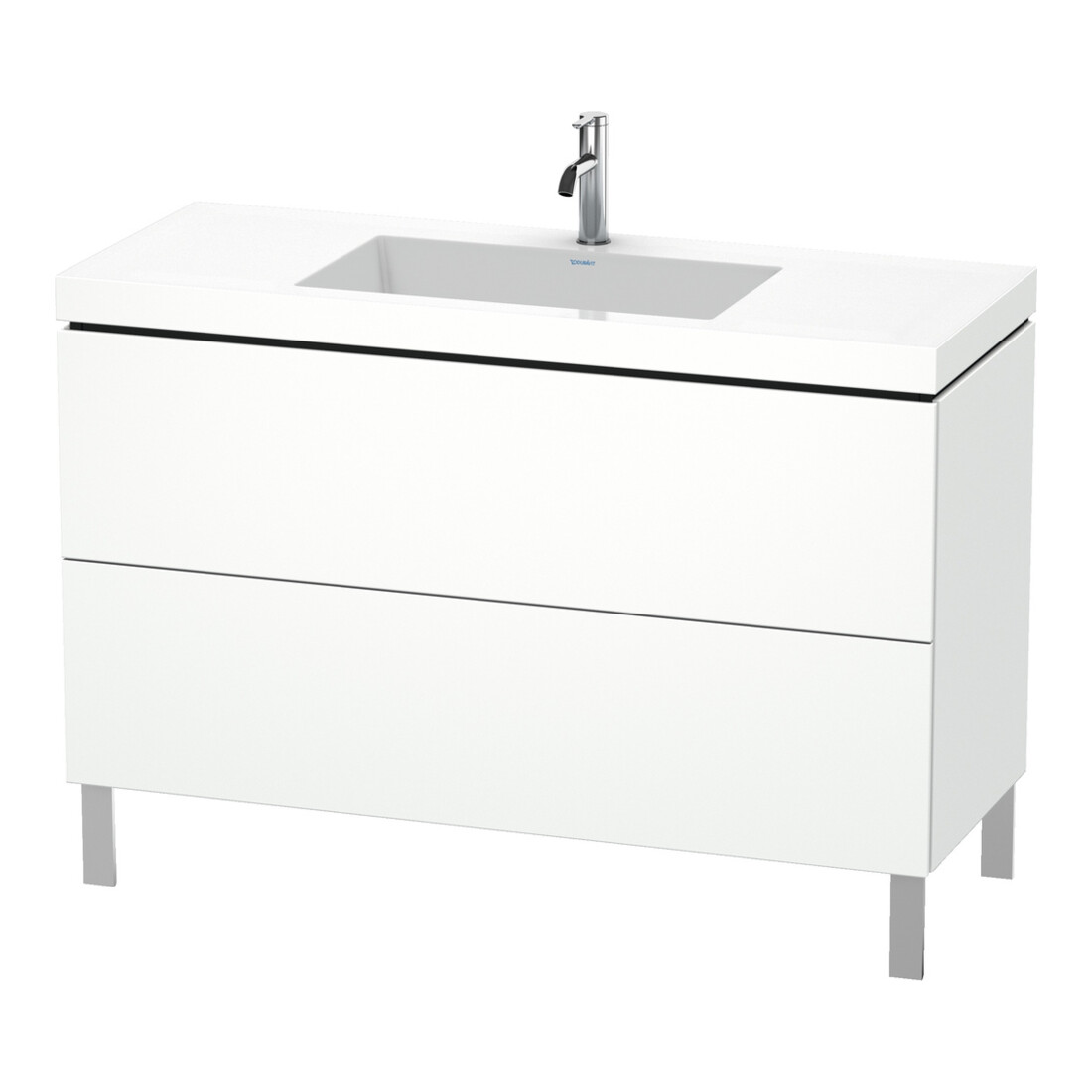 Duravit Meuble sous lavabo c-bonded L-Cube 120x48 cm, 1 HL, blanc mat, 2 tiroirs, debout