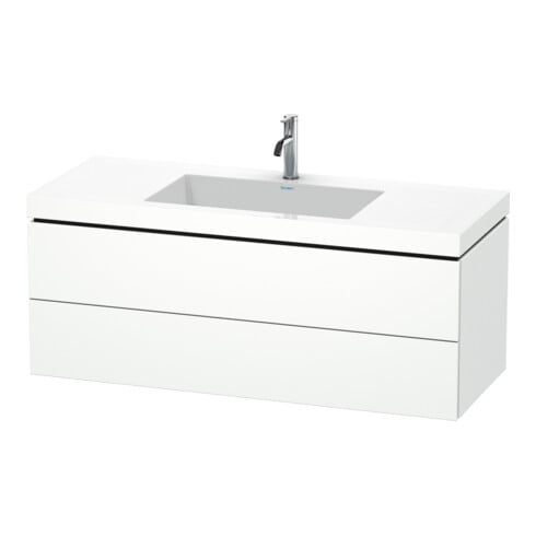 Duravit Meuble sous-lavabo c-bonded L-Cube 120x48 cm, 1 HL, blanc mat, 2 tiroirs, suspendu