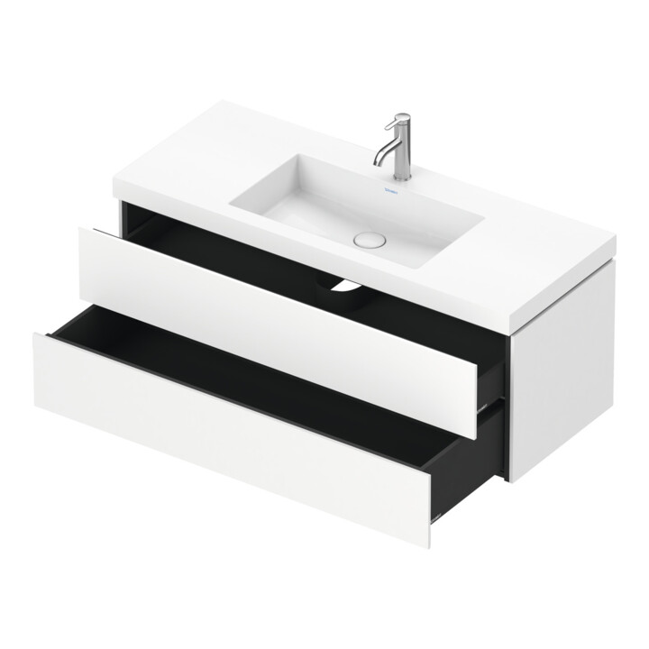 Duravit Meuble sous lavabo c-bonded L-Cube 120x48 cm, 1 HL, blanc mat, 2 tiroirs, suspendu