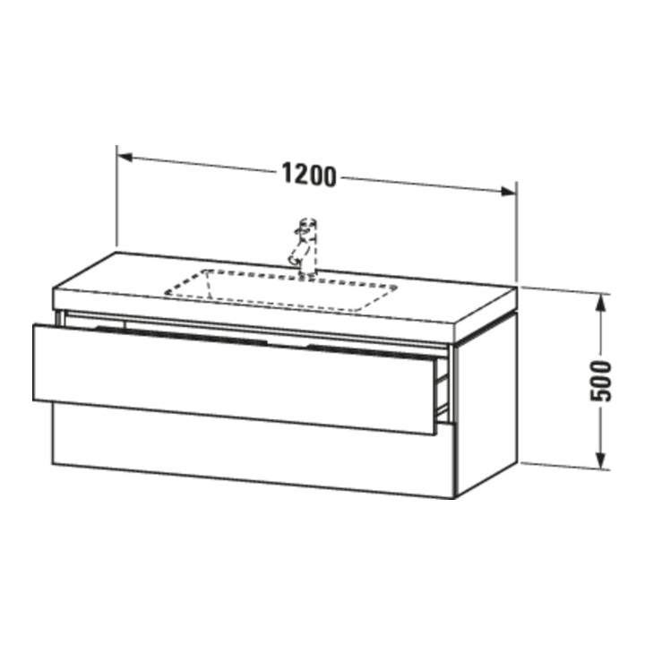 Duravit Meuble sous-lavabo c-bonded L-Cube 120x48 cm, 1 HL, E d ge, 2 tiroirs, suspendu