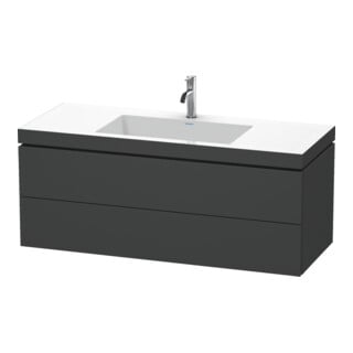 Duravit Meuble sous-lavabo c-bonded L-Cube 120x48 cm, 1 HL, gris mat, 2 tiroirs, suspendu