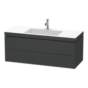Duravit Meuble sous-lavabo c-bonded L-Cube 120x48 cm, 1 HL, gris mat, 2 tiroirs, suspendu