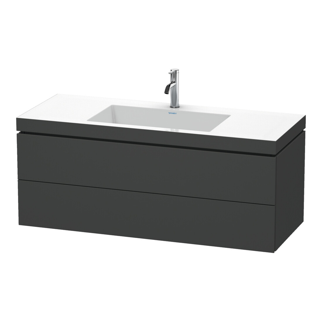 Duravit Meuble sous-lavabo c-bonded L-Cube 120x48 cm, 1 HL, gris mat, 2 tiroirs, suspendu