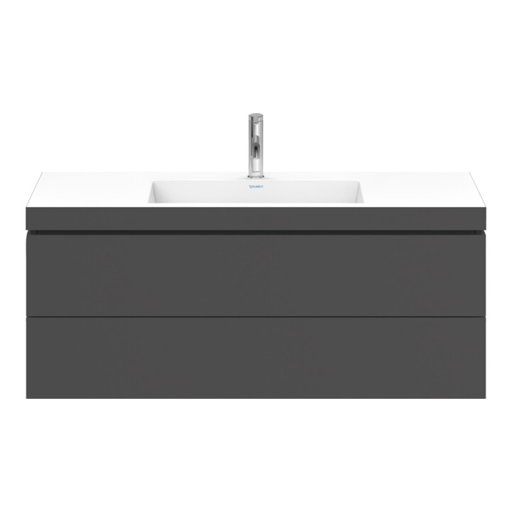 Duravit Meuble sous-lavabo c-bonded L-Cube 120x48 cm, 1 HL, gris mat, 2 tiroirs, suspendu