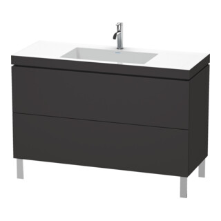 Duravit Meuble sous lavabo c-bonded L-Cube 120x48 cm, 1 HL, gris mat, 2 tiroirs, vertical