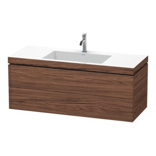 Duravit Meuble sous lavabo c-bonded L-Cube 120x48 cm, 1 HL, N foncé, 2 tiroirs, suspendu