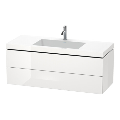 Duravit Meuble sous lavabo c-bonded L-Cube 120x48 cm, 1 porte, blanc hgl, 2 tiroirs, suspendu
