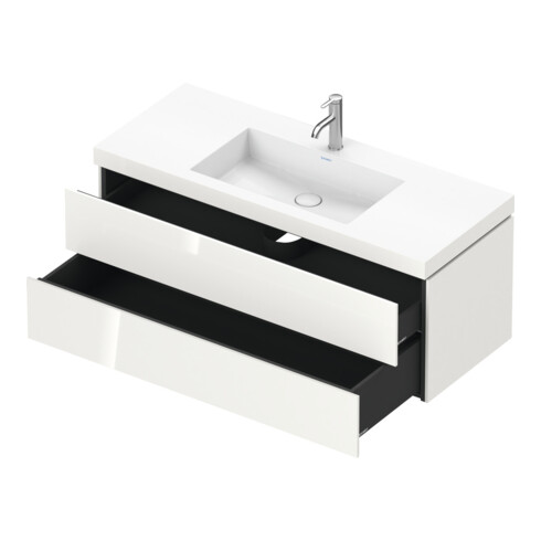 Duravit Meuble sous lavabo c-bonded L-Cube 120x48 cm, 1 porte, blanc hgl, 2 tiroirs, suspendu
