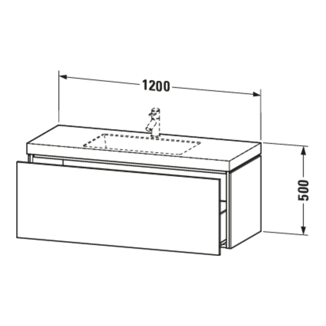 Duravit Meuble sous-lavabo c-bonded L-Cube 120x48 cm, 1 tiroir, blanc mat, suspendu