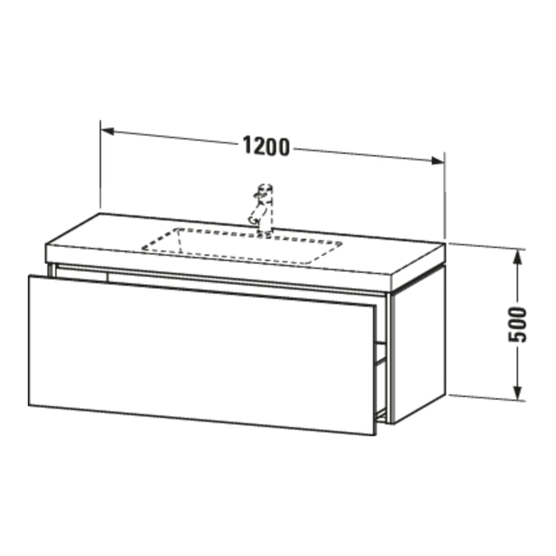 Duravit Meuble sous-lavabo c-bonded L-Cube 120x48 cm, 1 tiroir, chêne médium, suspendu