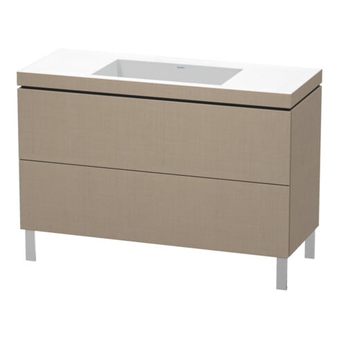 Duravit Meuble sous lavabo c-bonded L-Cube 120x48 cm, sans robinet, laqué, 2 tiroirs, debout