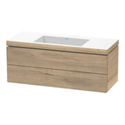 Duravit Meuble sous lavabo c-bonded L-Cube 120x48 cm, sans trop-plein, E marbre, 2 tiroirs, suspendu