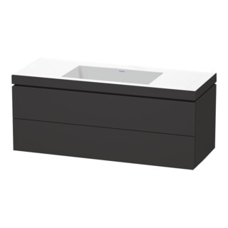 Duravit Meuble sous-lavabo c-bonded L-Cube 120x48 cm, sans trop-plein, gris, 2 tiroirs, suspendu