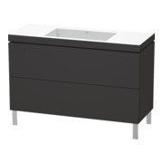 Duravit Meuble sous lavabo c-bonded L-Cube 120x48 cm, sans trop-plein, gris mat, 2 tiroirs, debout