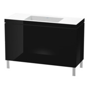 Duravit Meuble sous lavabo c-bonded L-Cube 120x48 cm, sans trop-plein, noir brillant, 2 tiroirs, vertical-1