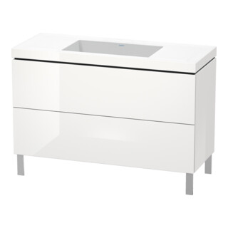 Duravit Meuble sous lavabo c-bonded L-Cube 120x48 cm, sans trou, blanc brillant, 2 tiroirs, debout