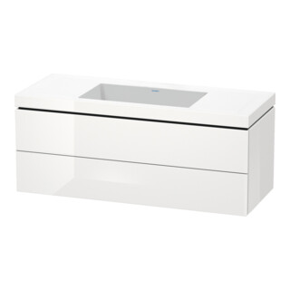 Duravit Meuble sous-lavabo c-bonded L-Cube 120x48 cm, sans trou, blanc brillant, 2 tiroirs, suspendu