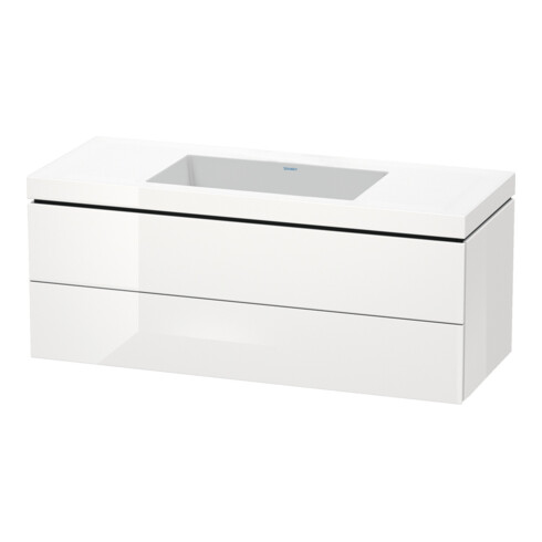 Duravit Meuble sous-lavabo c-bonded L-Cube 120x48 cm, sans trou, blanc brillant, 2 tiroirs, suspendu