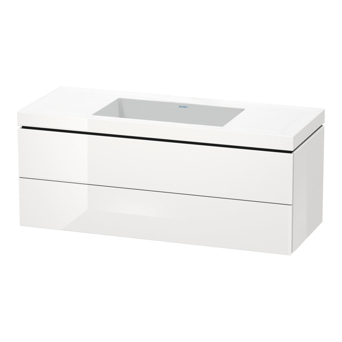 Duravit Meuble sous-lavabo c-bonded L-Cube 120x48 cm, sans trou, blanc brillant, 2 tiroirs, suspendu