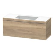 Duravit Meuble sous-lavabo c-bonded L-Cube 120x48 cm, sans trou, blanc marbré, 1 tiroir, suspendu