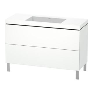 Duravit Meuble sous-lavabo c-bonded L-Cube 120x48 cm, sans trou, blanc mat, 2 tiroirs, debout