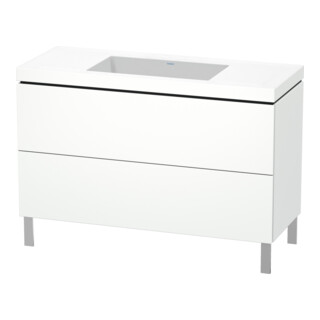Duravit Meuble sous-lavabo c-bonded L-Cube 120x48 cm, sans trou, blanc mat, 2 tiroirs, posé