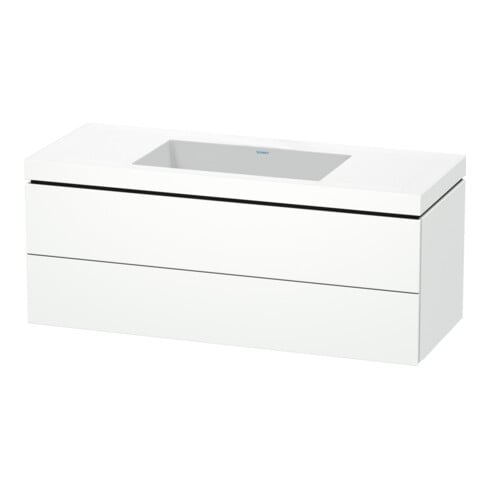 Duravit Meuble sous-lavabo c-bonded L-Cube 120x48 cm, sans trou, blanc mat, 2 tiroirs, suspendu
