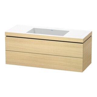 Duravit Meuble sous-lavabo c-bonded L-Cube 120x48 cm, sans trou, chêne médium, 2 tiroirs, suspendu