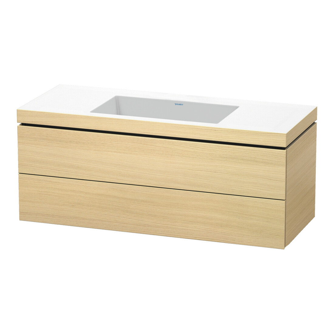 Duravit Meuble sous-lavabo c-bonded L-Cube 120x48 cm, sans trou, chêne médium, 2 tiroirs, suspendu