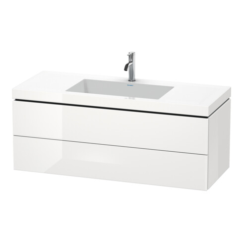 Duravit Meuble sous-lavabo c-bonded L-Cube 120x48 cm, sans trou, chêne médium, 2 tiroirs, suspendu